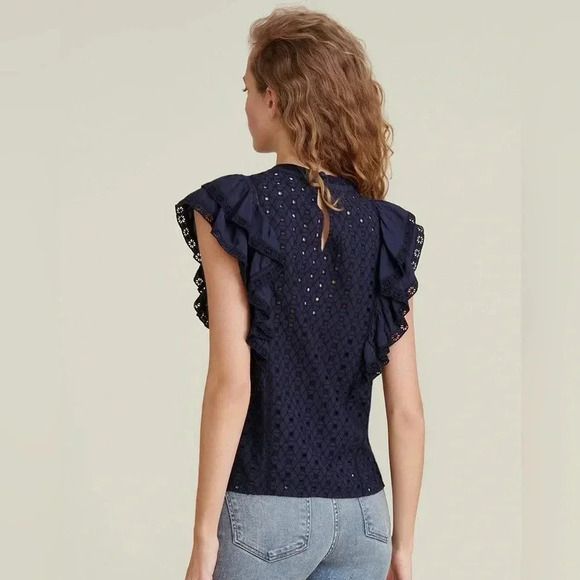 veronica beard
JIE EYELET TOP - NAVY - Picture 6 of 6